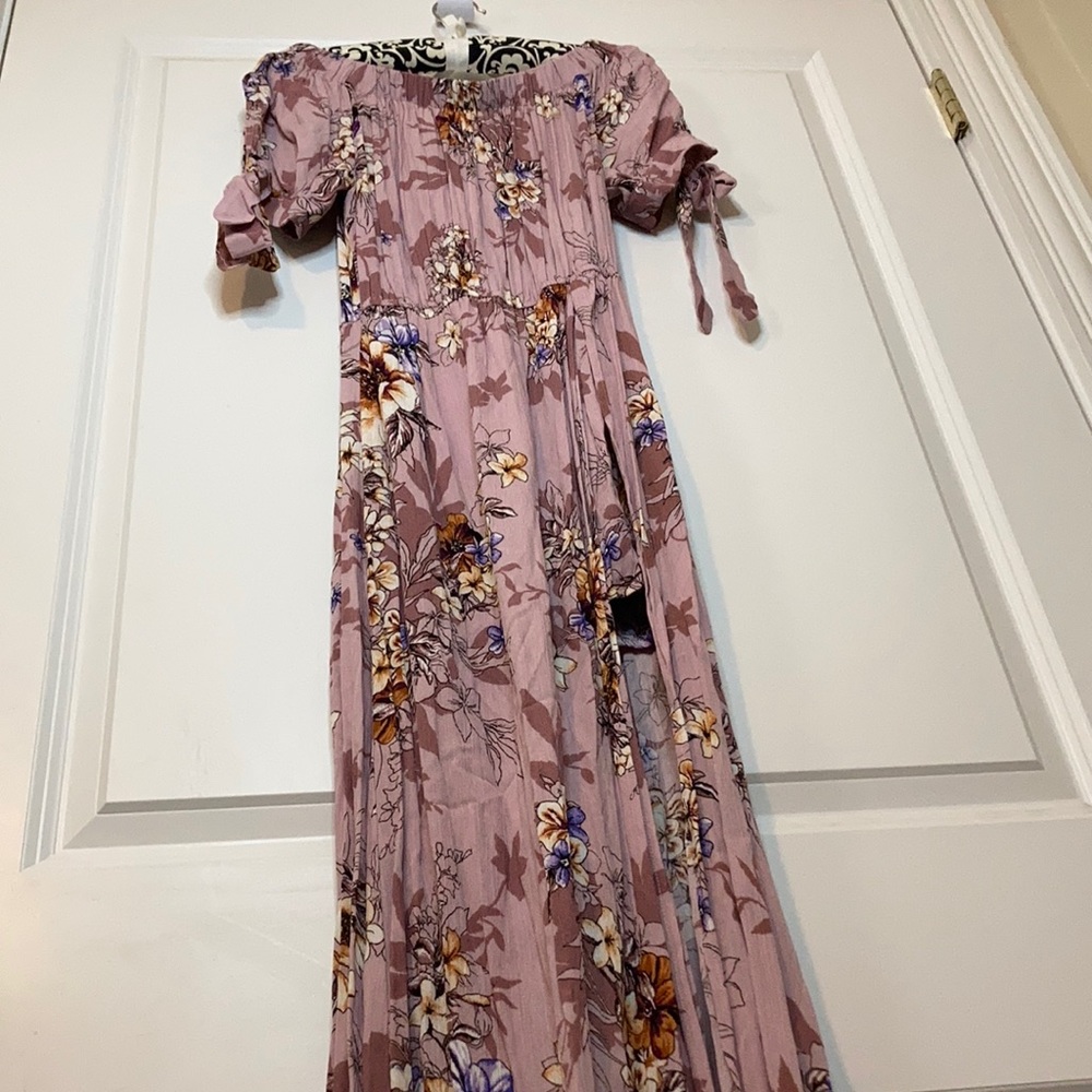 Long floral maxi dress with skort